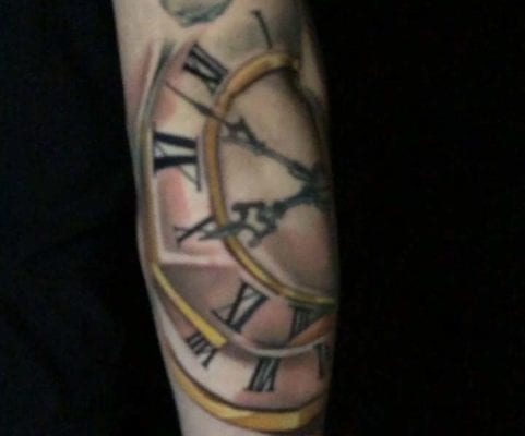 Clock Arm Tattoo | Electric Fresco Tattoos PDX