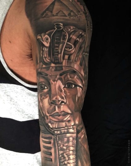 Close up Pharaoh Portrait | Electric Fresco Tattoos PDX