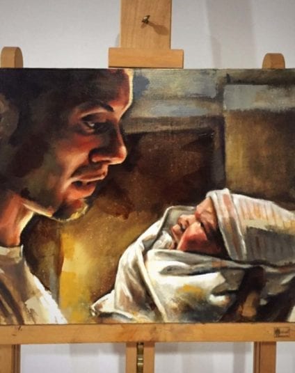 Father & Newborn | Electric Fresco Tattoos PDX