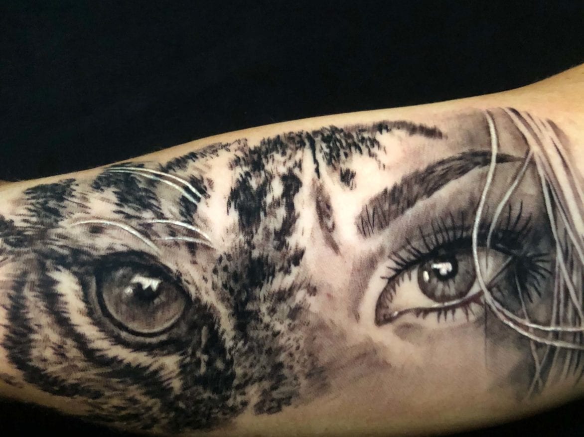 Womans Eye and Tiger Eye Tattoo | Electric Fresco Tattoos PDX
