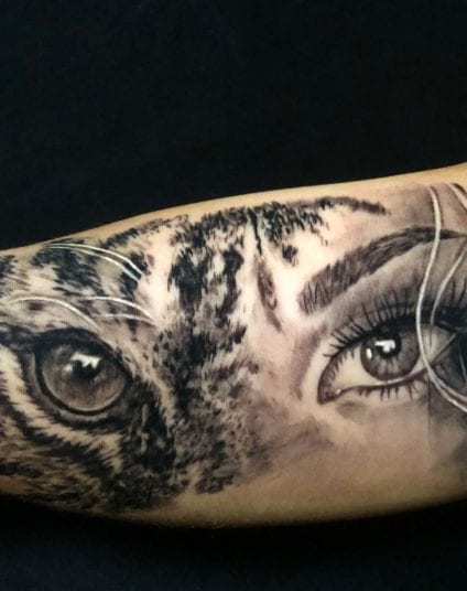 Womans Eye and Tiger Eye Tattoo | Electric Fresco Tattoos PDX