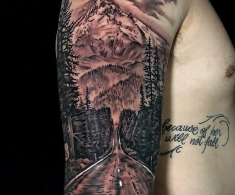 Mt Hood Freeway | Shoulder | Electric Fresco Tattoos PDX
