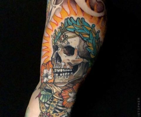 Skull with Crown | Electric Fresco Tattoos PDX