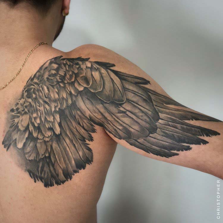 Shoulder Wing Tattoo | Electric Fresco Tattoos PDX