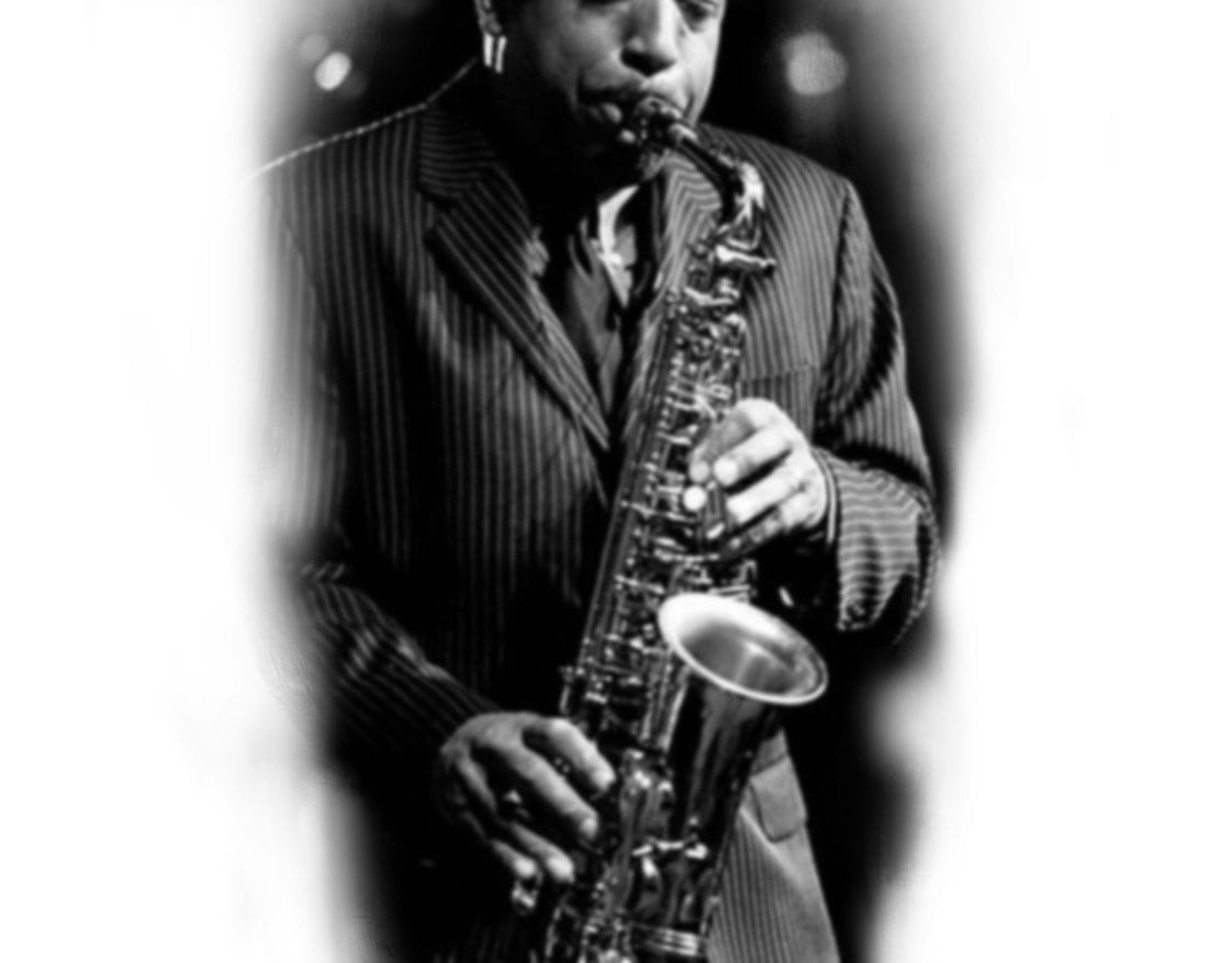 Available Tattoo: Black and White Saxophone Player | Electric Fresco Tattoos PDX