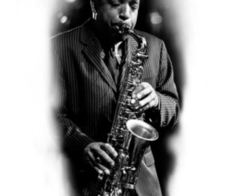 Available Tattoo: Black and White Saxophone Player | Electric Fresco Tattoos PDX